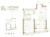 金大地天元府_2室2厅1卫 建面77平米