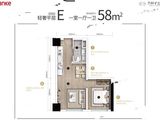 万科V+公寓魅力之城_1室1厅1卫 建面58平米