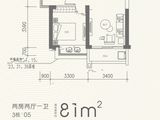 招商臻城_2室2厅1卫 建面81平米